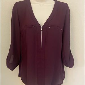 Plum zipper blouse NWOT